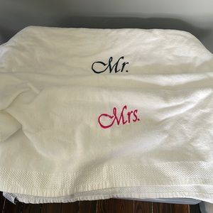 Mr. And Mrs. Honeymoon Wedding Beach or Bath Towel Set Of Two